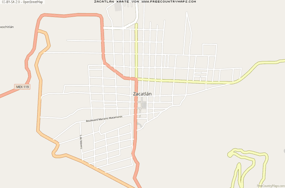 Karte Von Zacatlán Mexiko