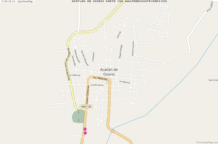 Karte Von Acatlán de Osorio Mexiko