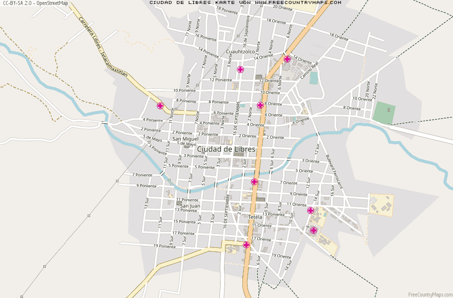 Karte Von Ciudad de Libres Mexiko