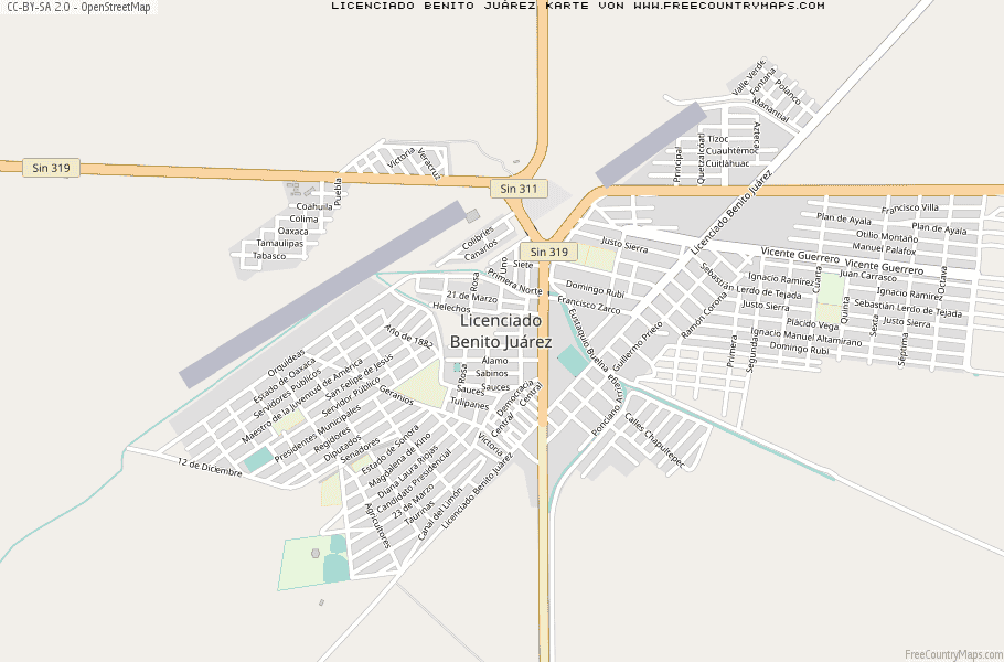 Karte Von Licenciado Benito Juárez Mexiko