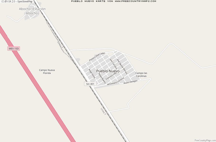 Karte Von Pueblo Nuevo Mexiko