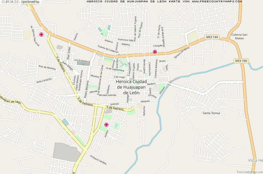 Karte Von Heroica Ciudad de Huajuapan de León Mexiko