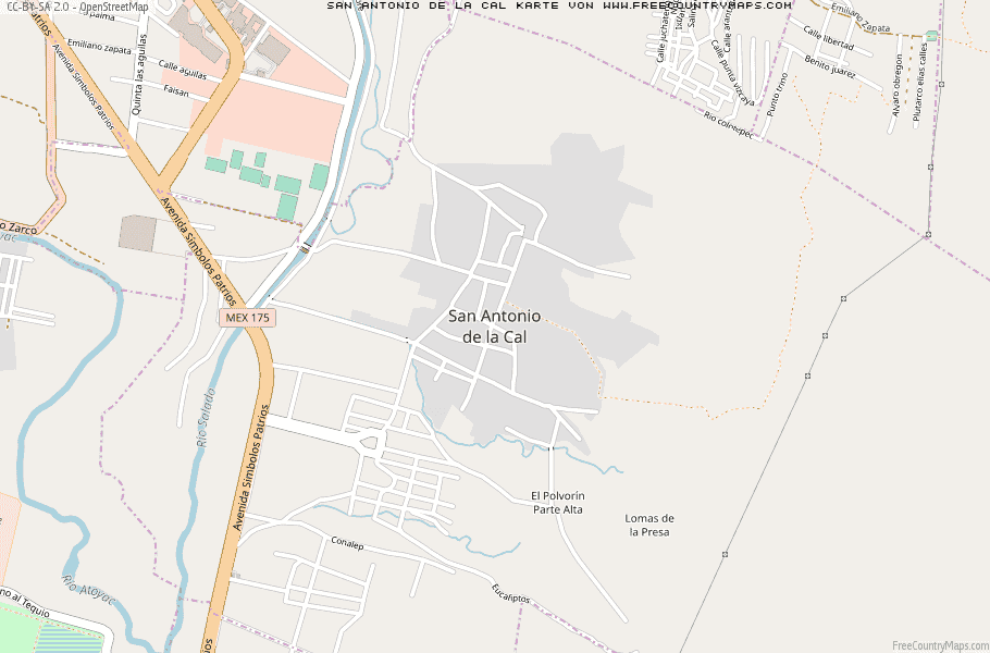 Karte Von San Antonio de la Cal Mexiko