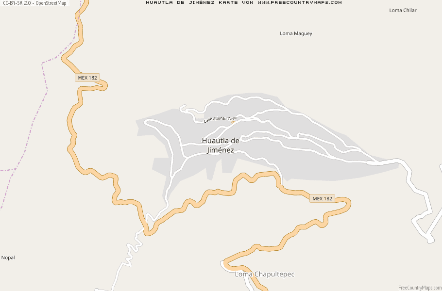 Karte Von Huautla de Jiménez Mexiko