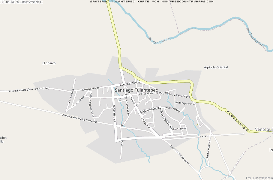 Karte Von Santiago Tulantepec Mexiko
