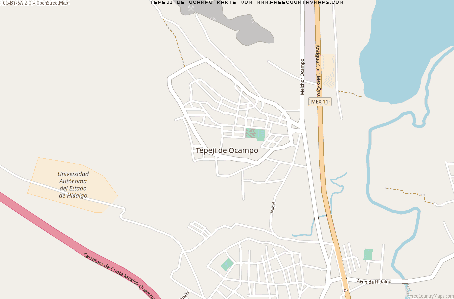 Karte Von Tepeji de Ocampo Mexiko