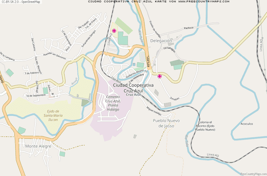 Karte Von Ciudad Cooperativa Cruz Azul Mexiko