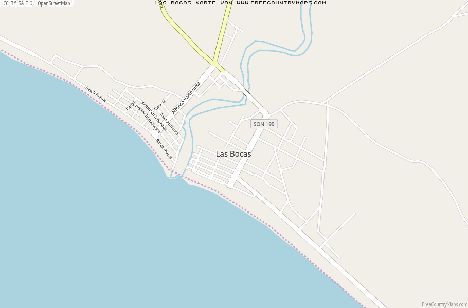Karte Von Las Bocas Mexiko