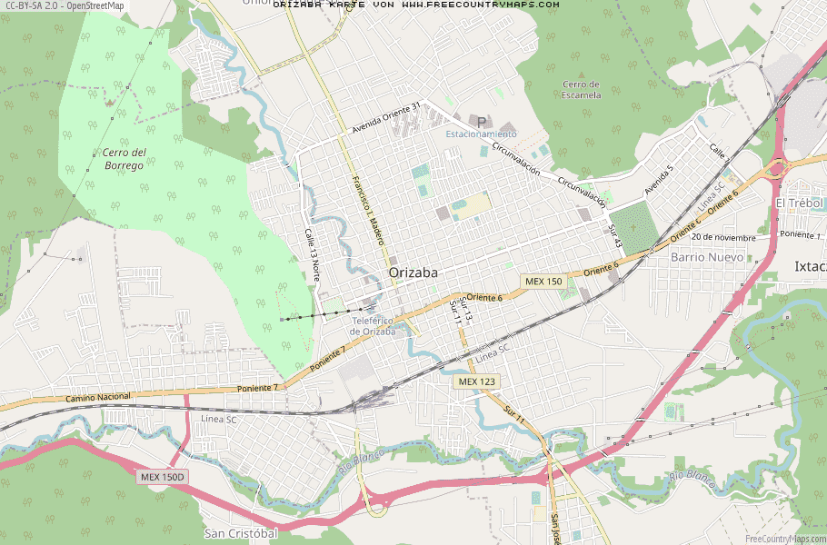 Karte Von Orizaba Mexiko