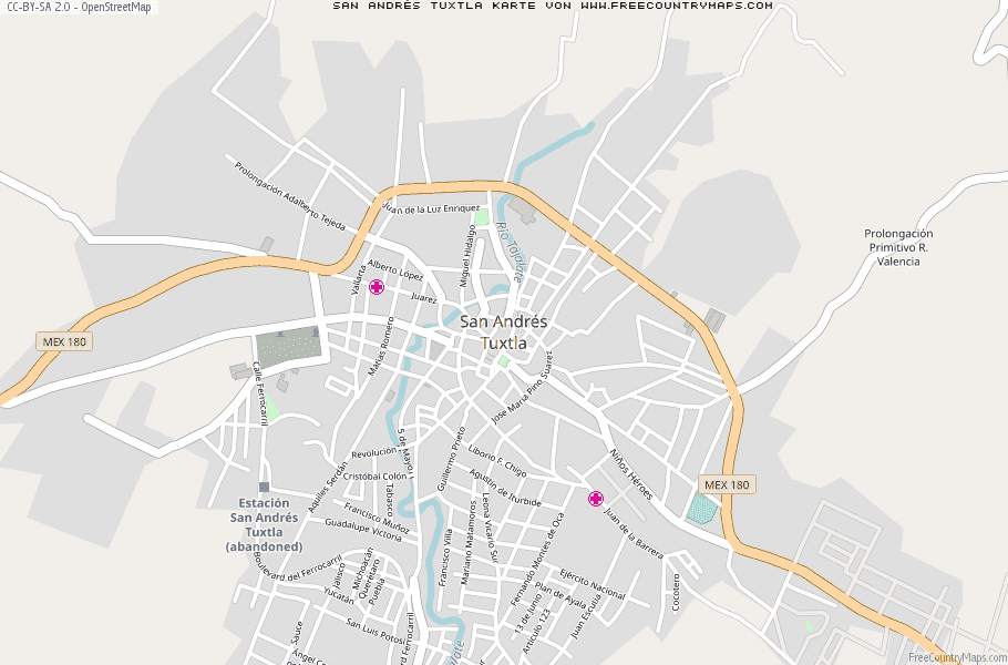 Karte Von San Andrés Tuxtla Mexiko