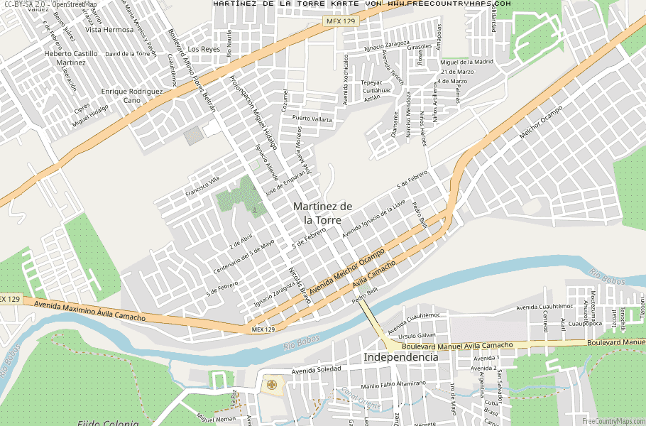 Karte Von Martínez de la Torre Mexiko