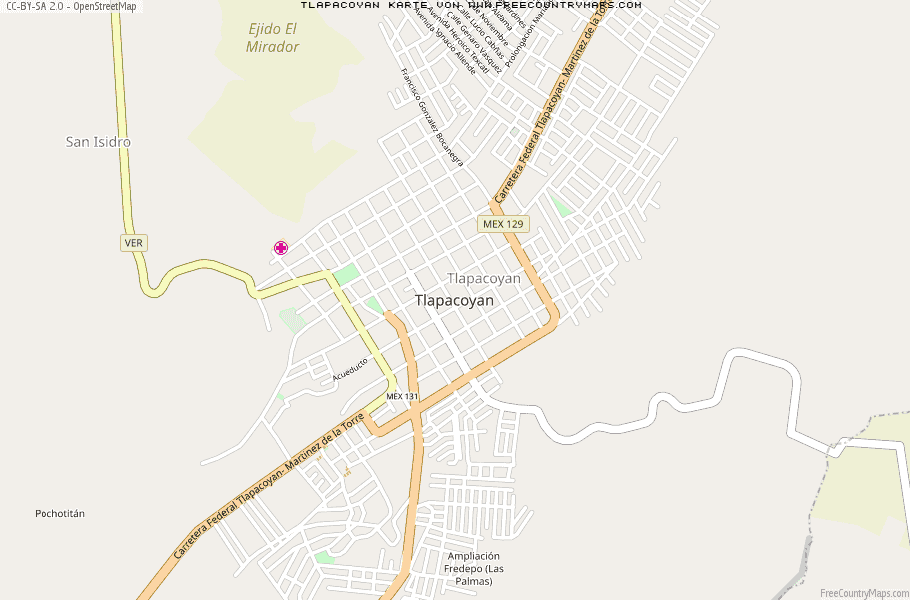 Karte Von Tlapacoyan Mexiko