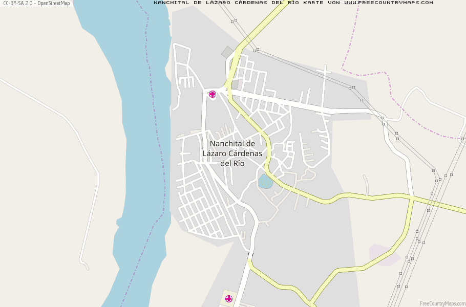 Karte Von Nanchital de Lázaro Cárdenas del Río Mexiko