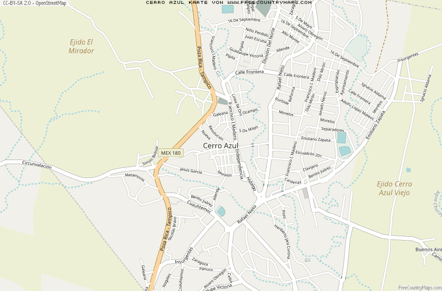 Karte Von Cerro Azul Mexiko