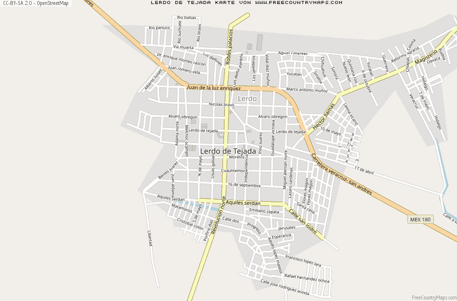 Karte Von Lerdo de Tejada Mexiko