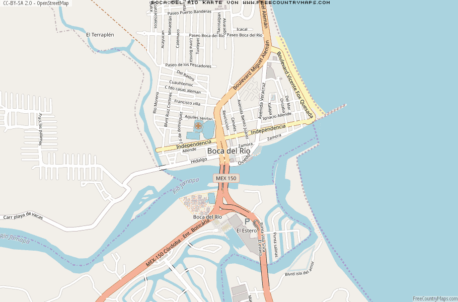 Karte Von Boca del Río Mexiko