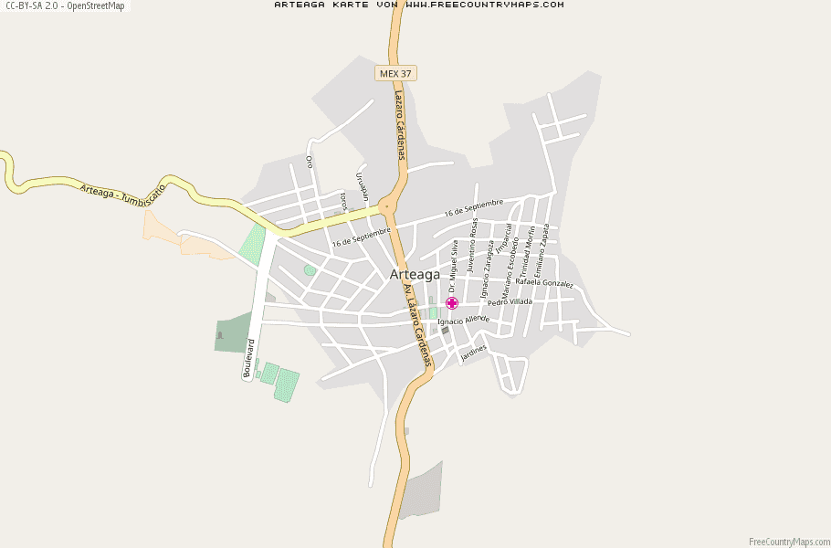 Karte Von Arteaga Mexiko