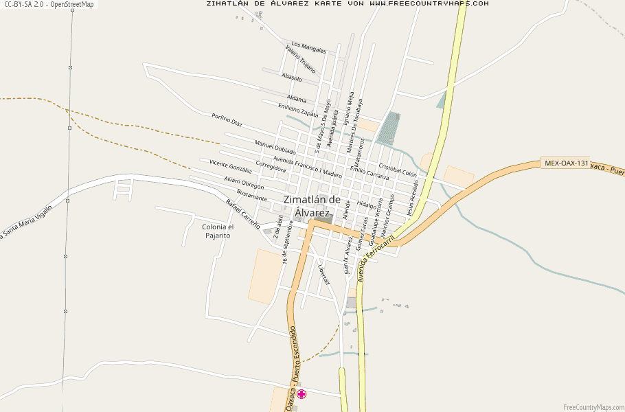 Karte Von Zimatlán de Álvarez Mexiko