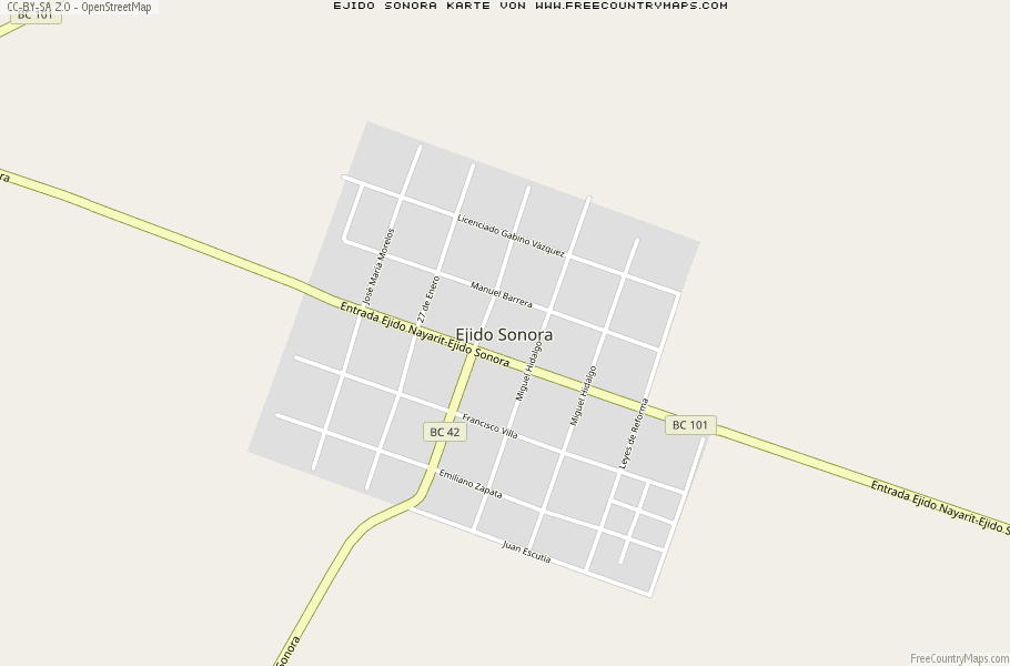 Karte Von Ejido Sonora Mexiko