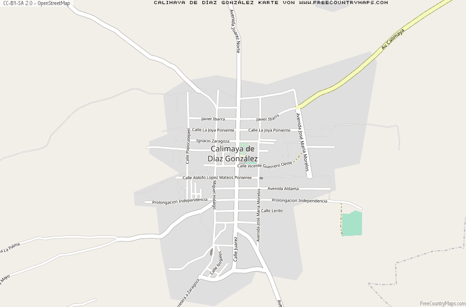 Karte Von Calimaya de Díaz González Mexiko
