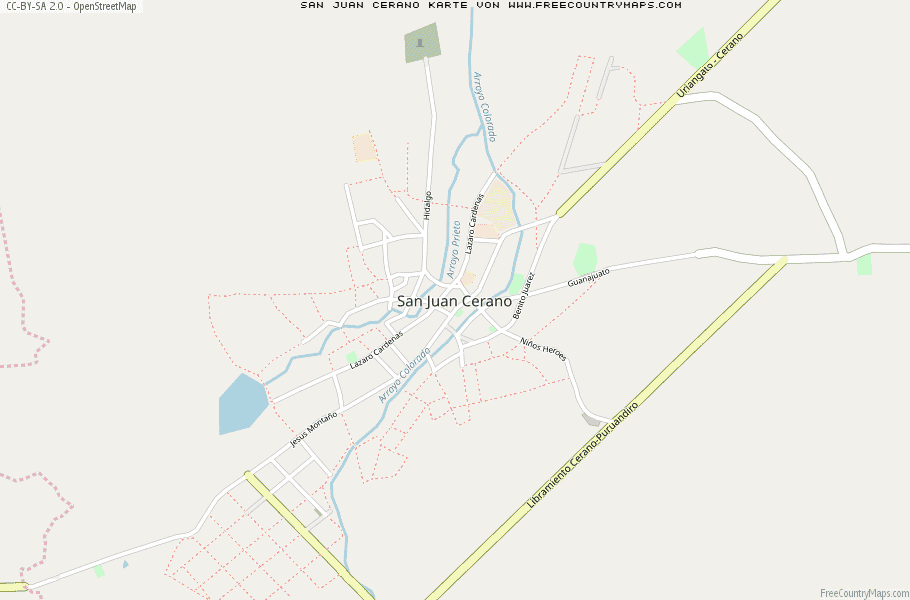 Karte Von San Juan Cerano Mexiko