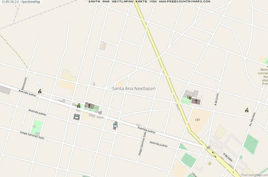Karte Von Santa Ana Nextlapan Mexiko