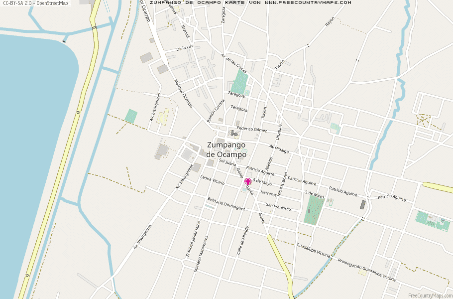 Karte Von Zumpango de Ocampo Mexiko