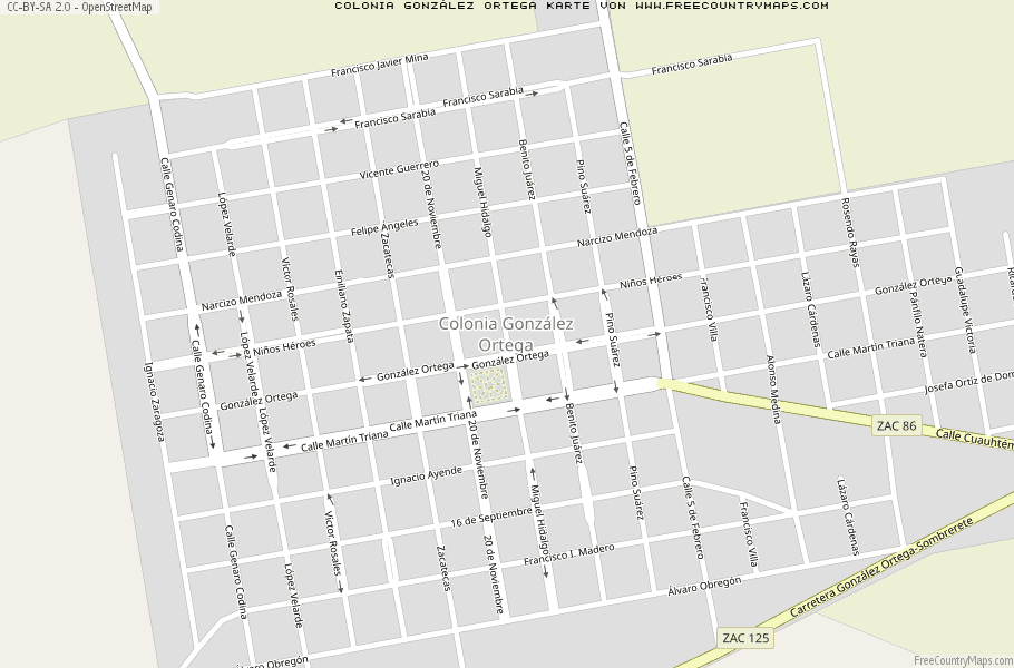 Karte Von Colonia González Ortega Mexiko