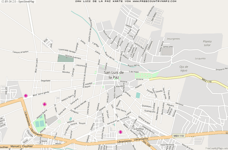 Karte Von San Luis de la Paz Mexiko