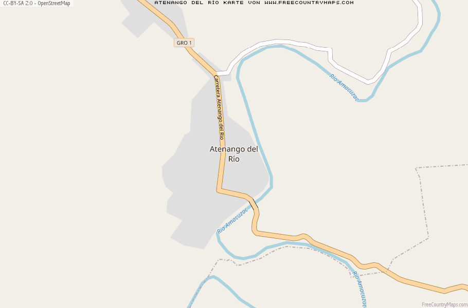 Karte Von Atenango del Río Mexiko