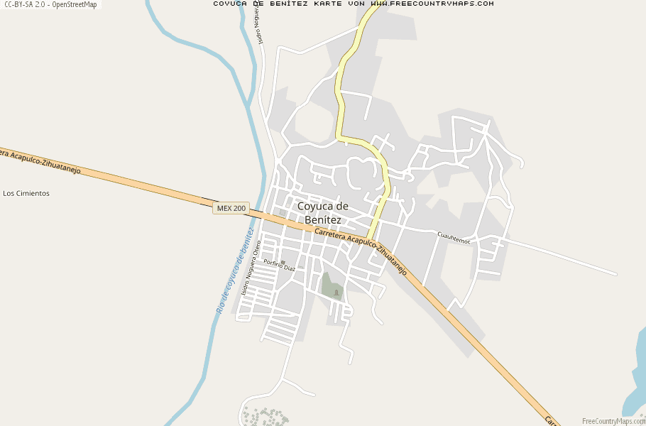 Karte Von Coyuca de Benítez Mexiko