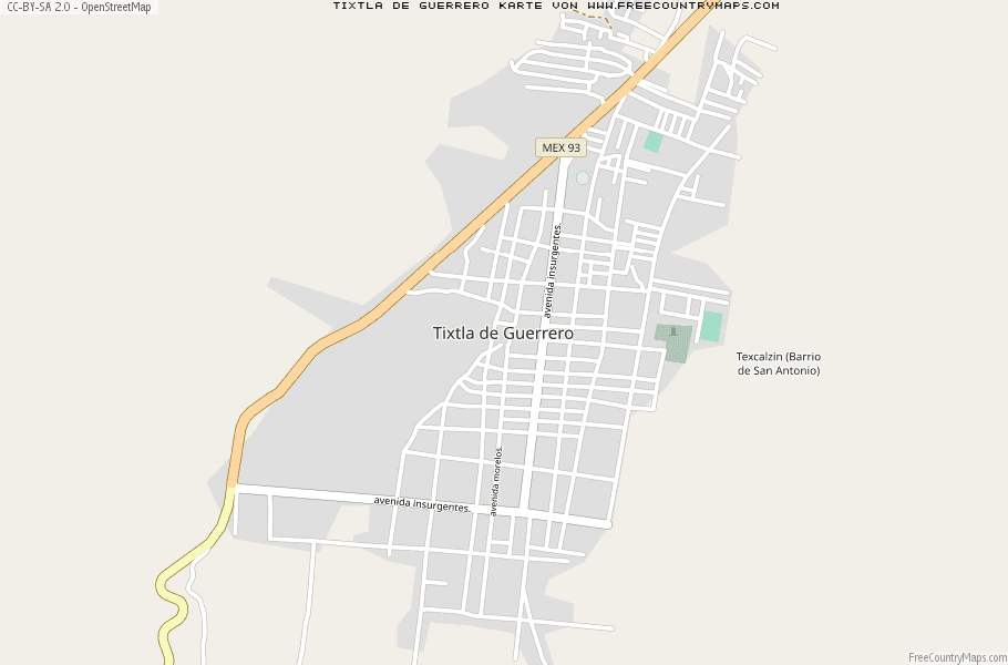 Karte Von Tixtla de Guerrero Mexiko