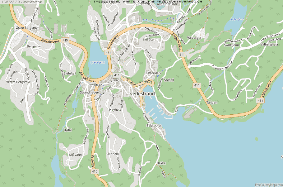 Karte Von Tvedestrand Norwegen