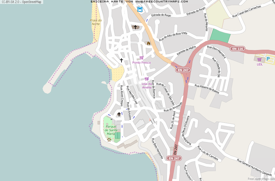 Karte Von Ericeira Portugal
