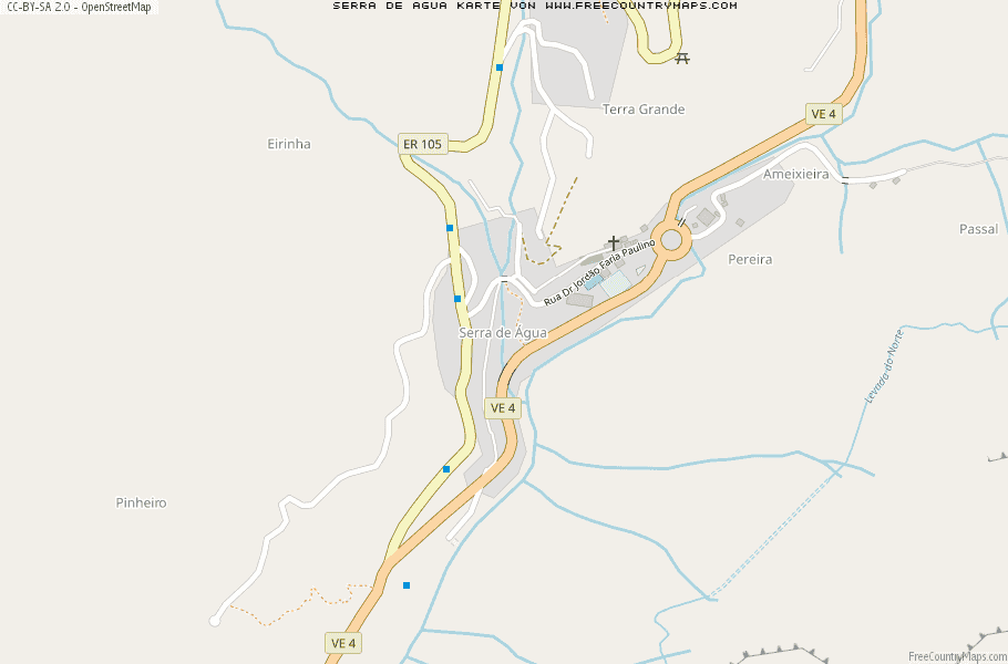 Karte Von Serra de Agua Portugal
