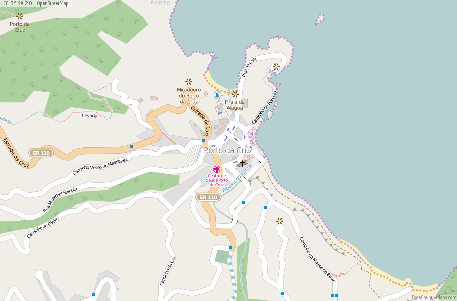 Karte Von Porto da Cruz Portugal