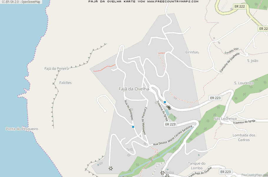 Karte Von Fajã da Ovelha Portugal