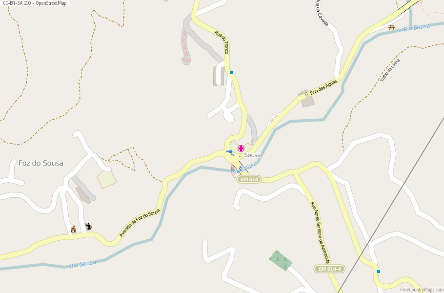 Karte Von Foz do Sousa Portugal