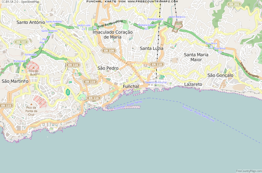 Karte Von Funchal Portugal