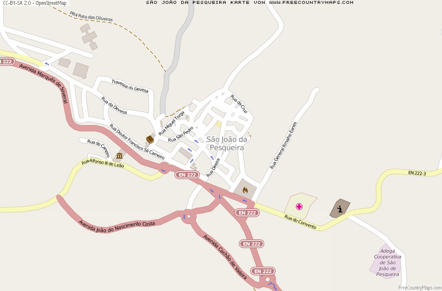 Karte Von São João da Pesqueira Portugal
