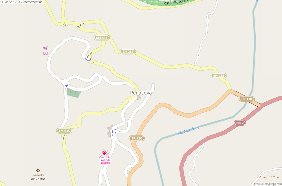 Karte Von Penacova Portugal