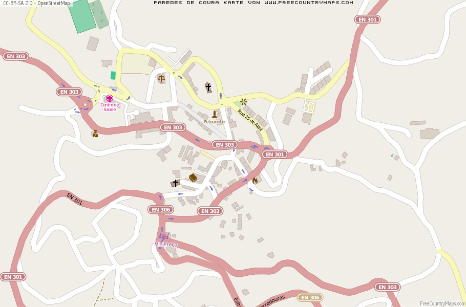 Karte Von Paredes de Coura Portugal