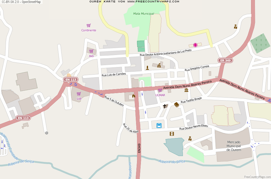 Karte Von Ourém Portugal
