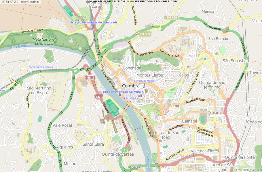 Karte Von Coimbra Portugal