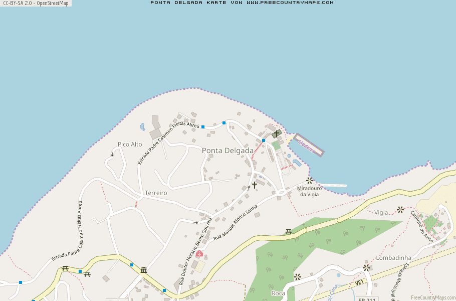 Karte Von Ponta Delgada Portugal