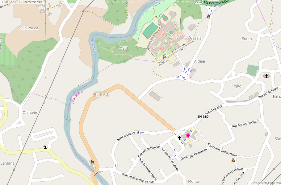 Karte Von Riba de Ave Portugal