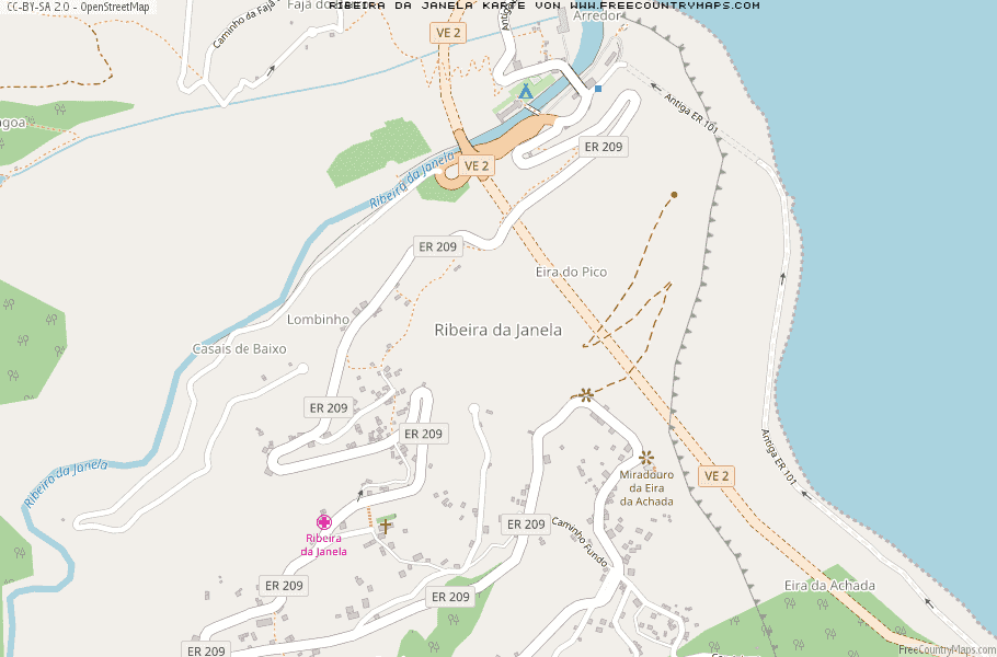 Karte Von Ribeira da Janela Portugal