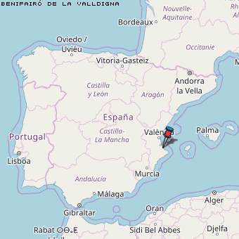 Benifairó de la Valldigna Karte Spanien