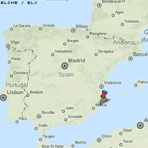 Elche / Elx Karte Spanien