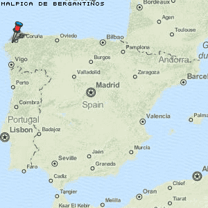 Malpica de Bergantiños Karte Spanien